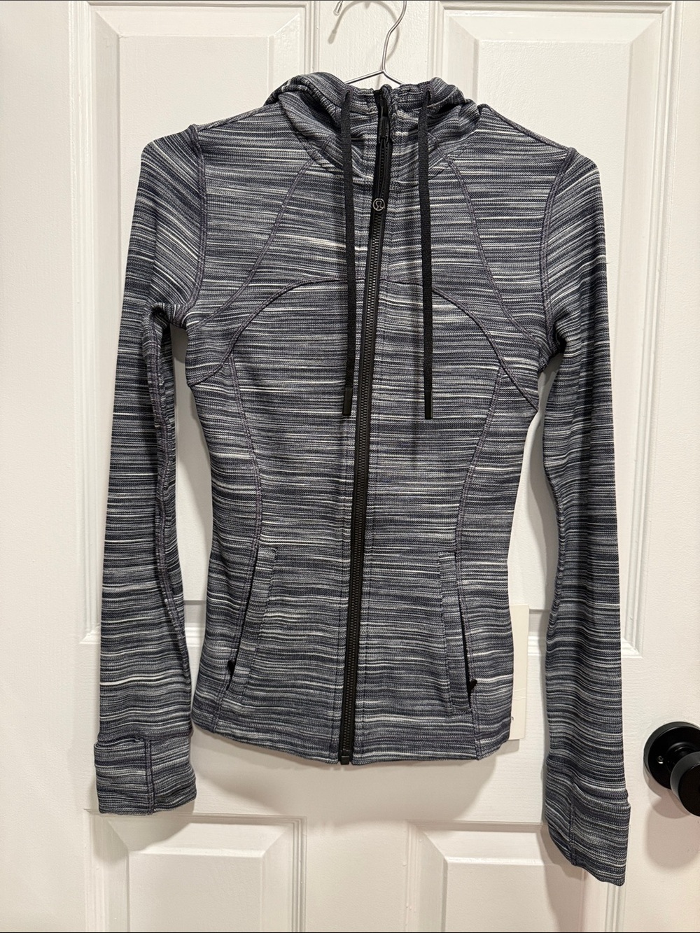 lululemon athletica Gray Striped Full-Zip Hooded Jacket